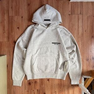 Essentials Light Gray Pullover Hoodie with Chest Logo